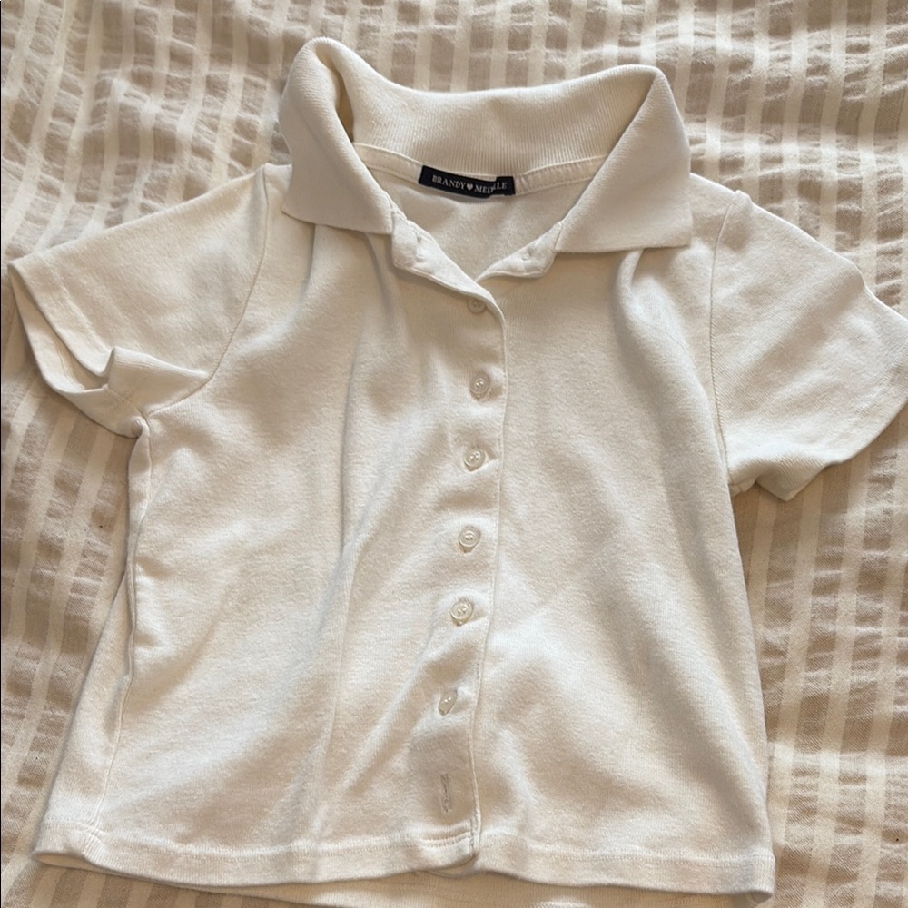 Brandy Melville White Button Down Cotton Top